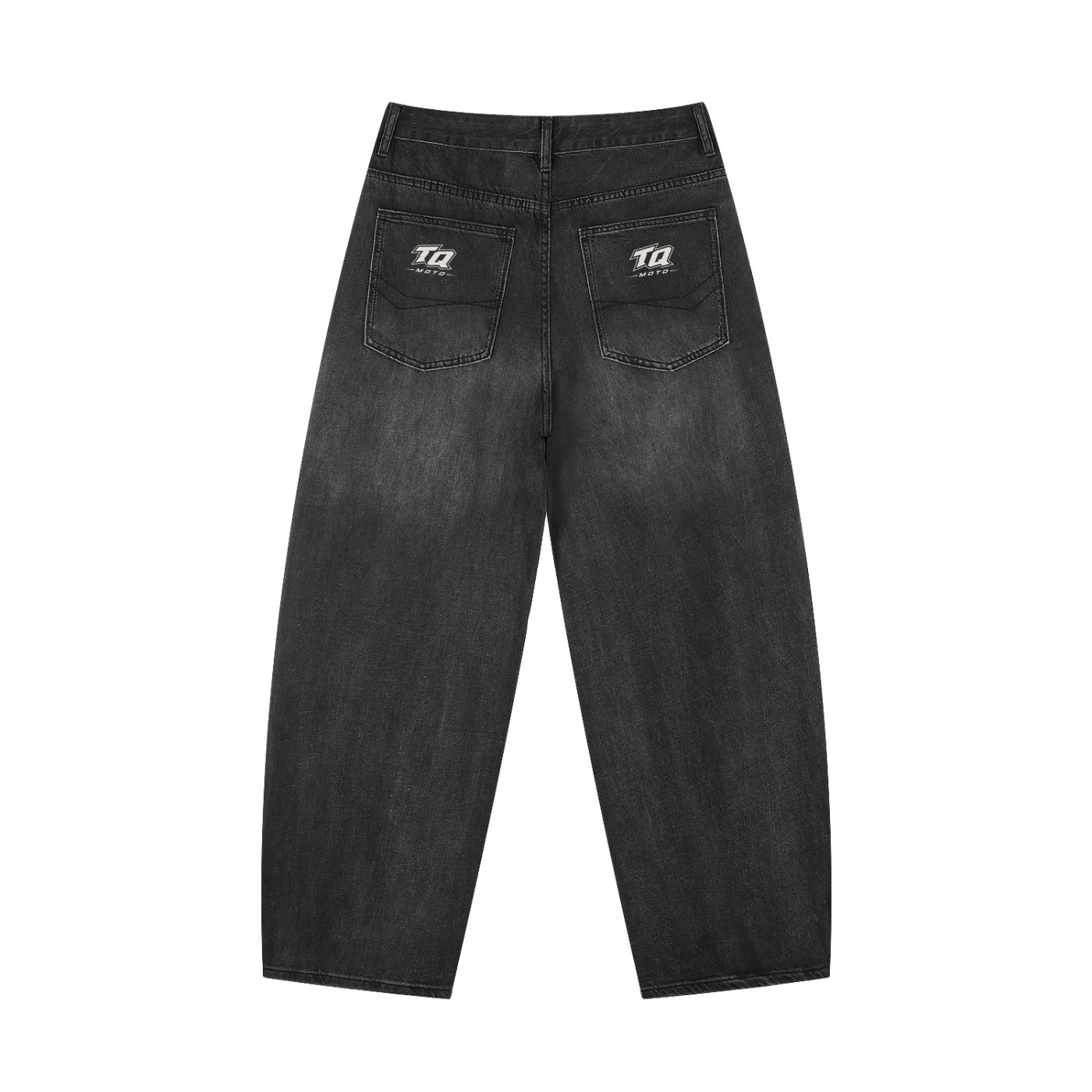 TQ Moto Barrel Jeans – Black Vintage Wash