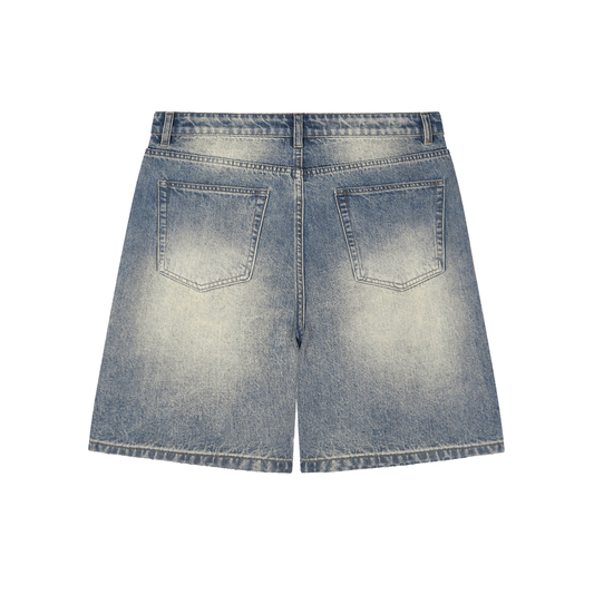 TQ MOTO- Faded Distressed Baggy Denim Shorts