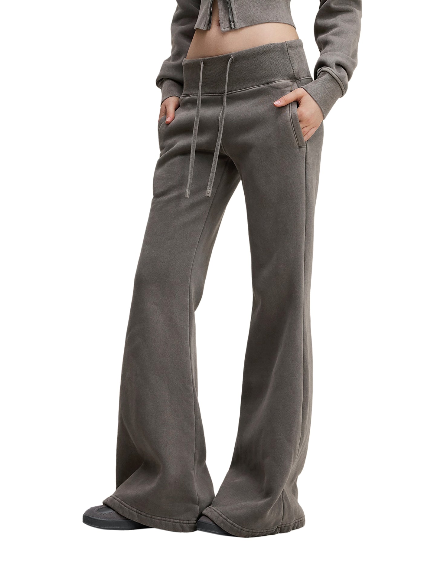 TQ MOTO- Vintage Washed Flared Fleece Pants "Womens"