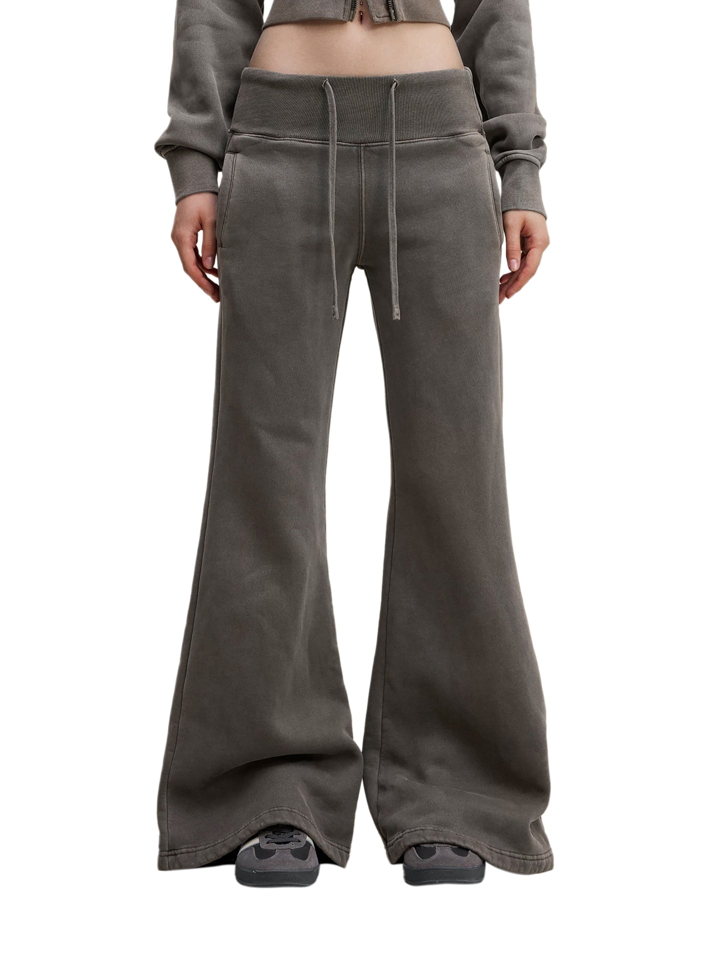 TQ MOTO- Vintage Washed Flared Fleece Pants "Womens"