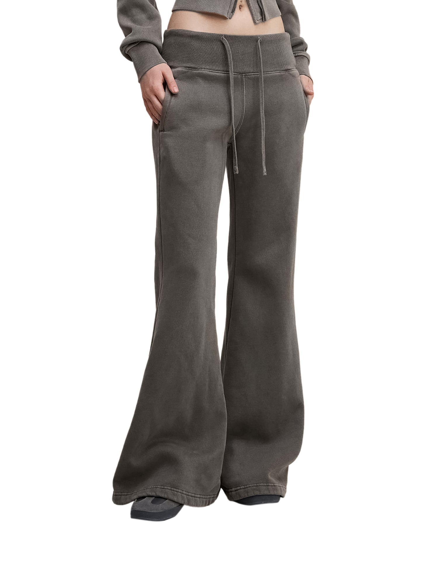 TQ MOTO- Vintage Washed Flared Fleece Pants "Womens"