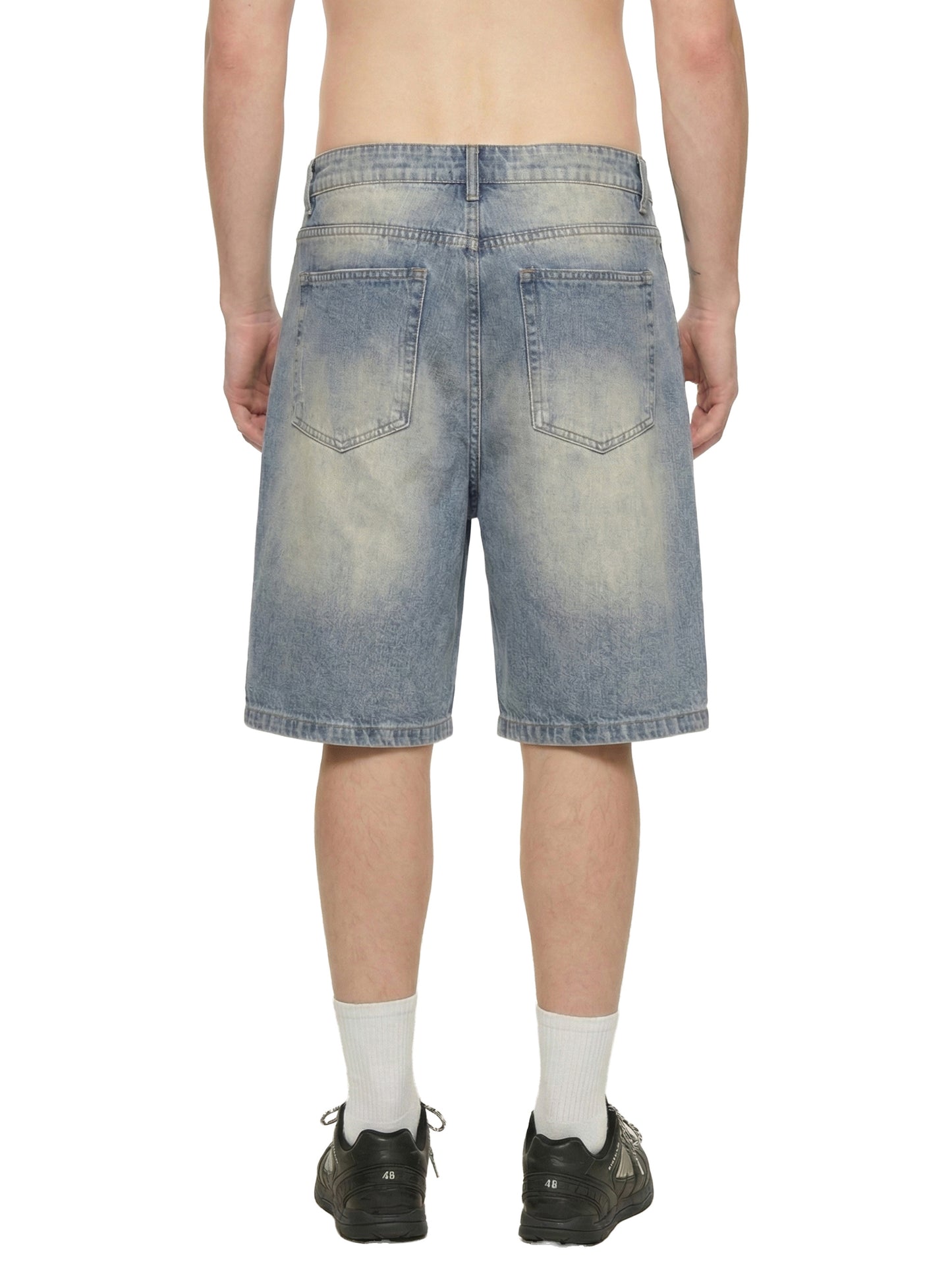 TQ MOTO- Faded Distressed Baggy Denim Shorts