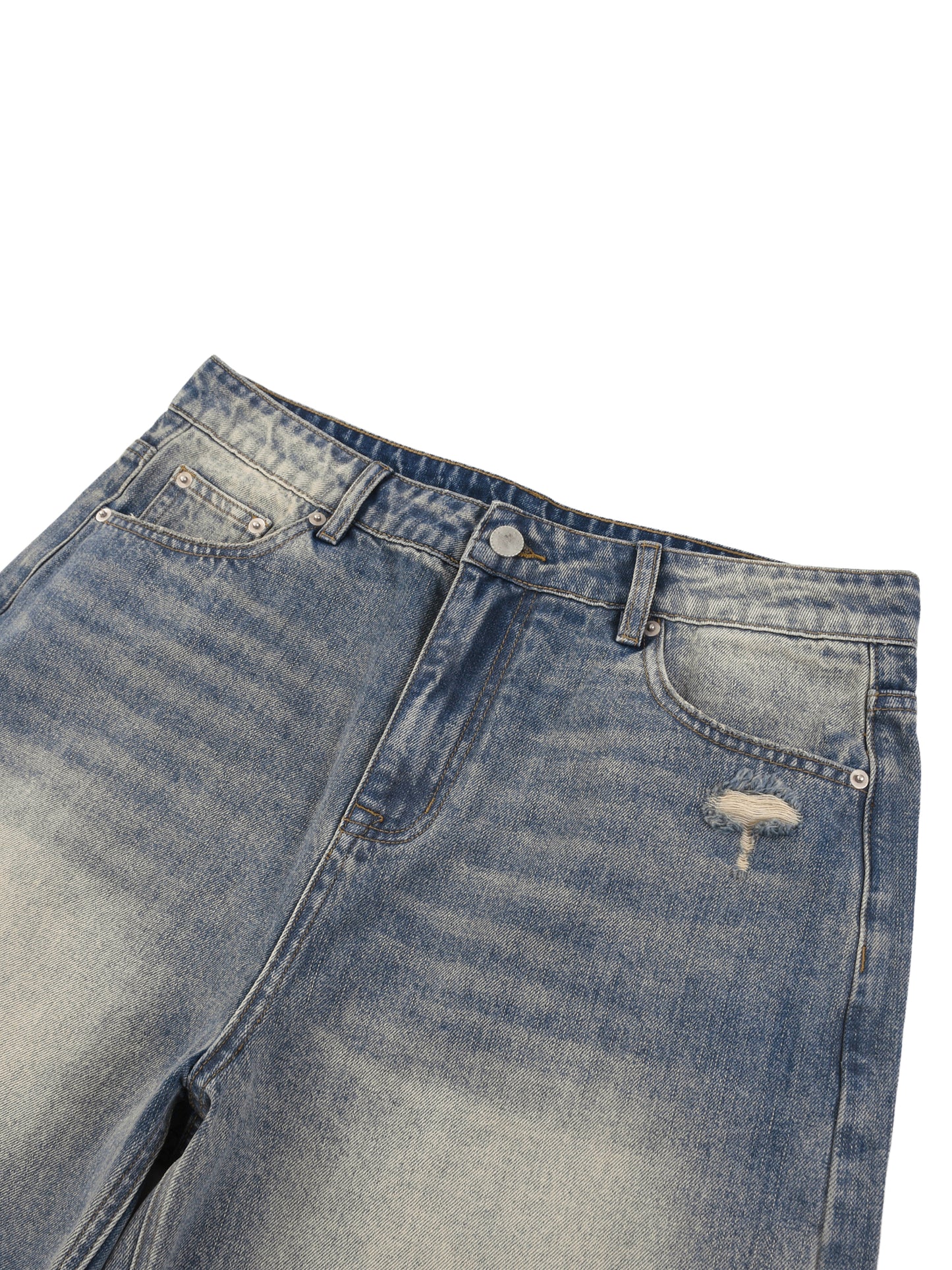TQ MOTO- Faded Distressed Baggy Denim Shorts